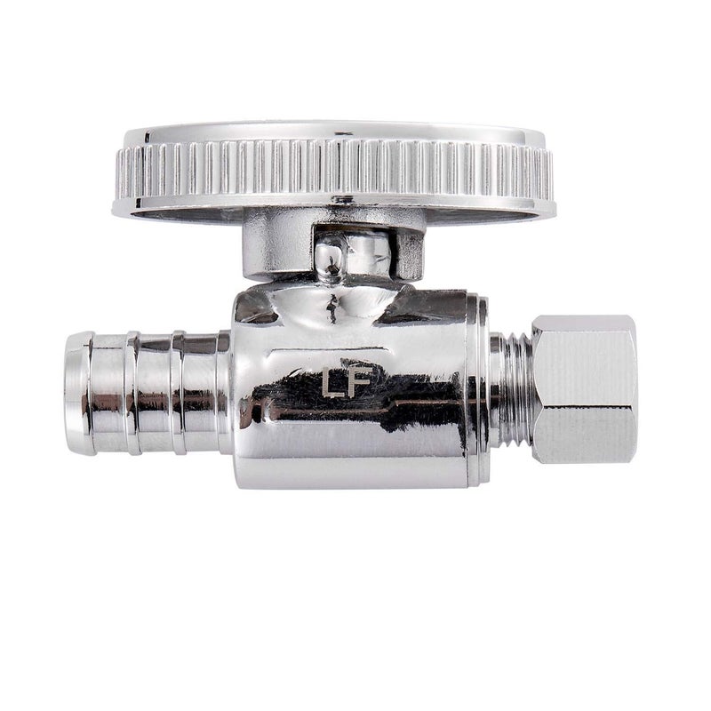 Litorange 2 Pack Premium Lead-Free Brass 1/2 Inch Pex x 3/8 Inch OD Compression Quarter Turn Straight Angle Stop Valve with 2 PCS PEX Clamp Ring - Image 3